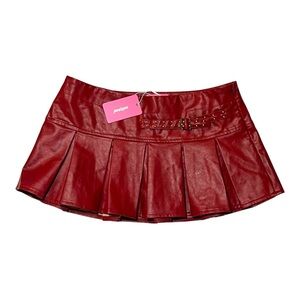 Edikted Pleated Micro Mini Lowrise Faux Leather Skirt